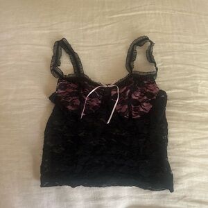 Y2K Black and Pink Lace Cami